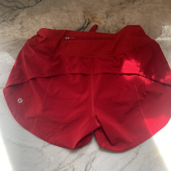 Lululemon Speed Up Mid-Rise Lined Short 4" in Red - Picture 2 of 3